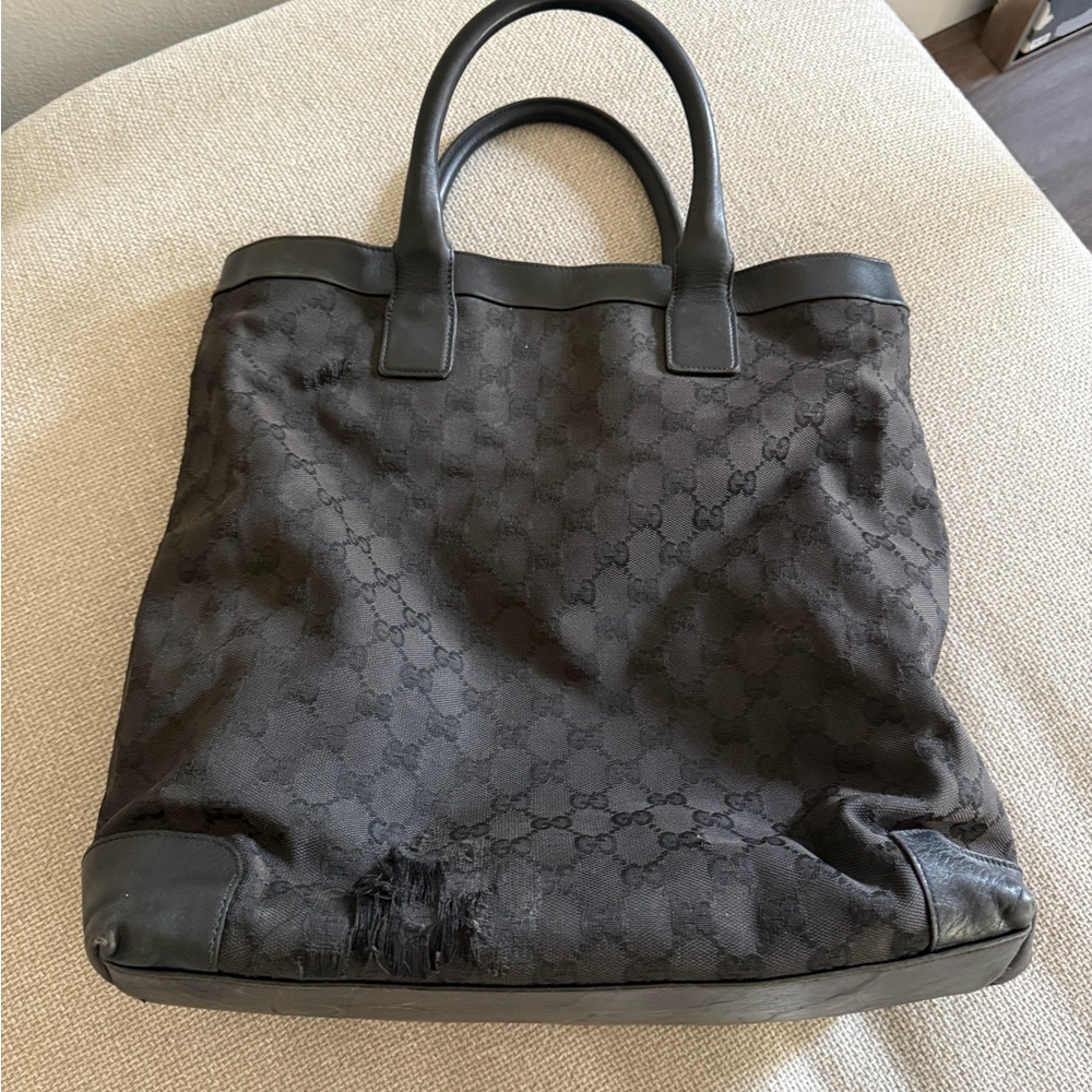 Gucci Black Monogram Briefcase